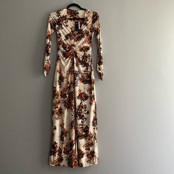Afrm Zoey Midi Dress in Stamped Snake Print XS - Picture 3 of 7